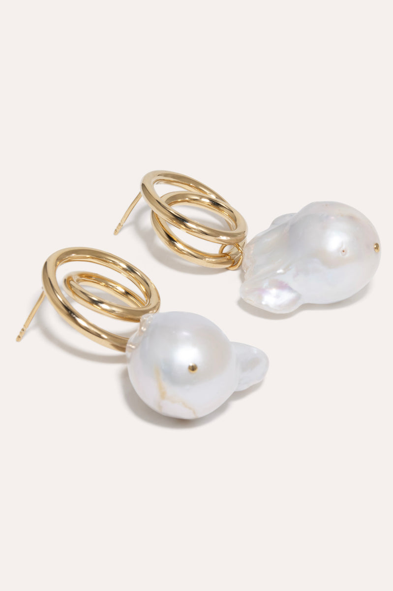 Coiling - Baroque Pearl and Gold Vermeil Earrings