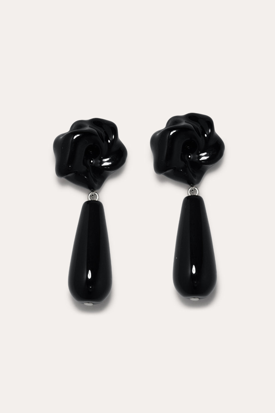 The Depths of Time - Black Onyx and Enamel Recycled Silver Earrings
