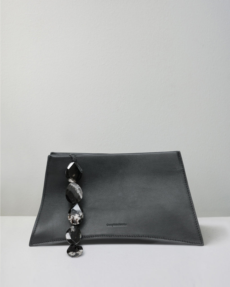 G21 - Pochette en cuir noir et pierre
