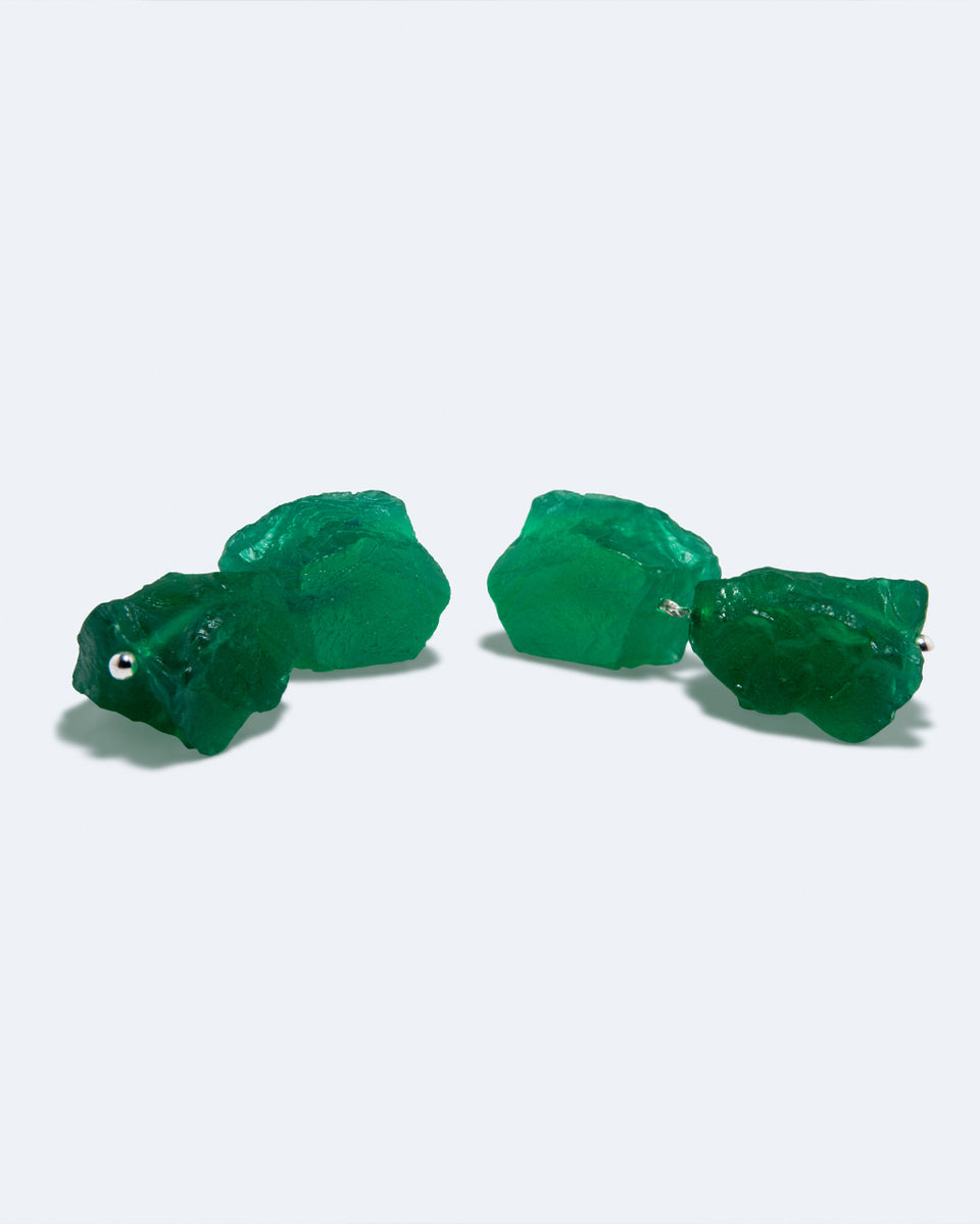 The Iceberg's Other Half - Green Resin and Recycled Silver Earrings