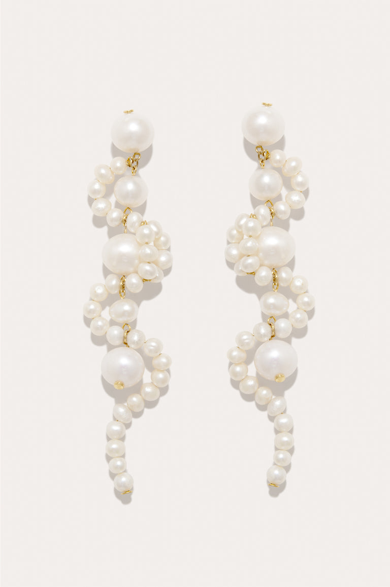 The Mist - Pearl and Recycled Gold Vermeil Earrings