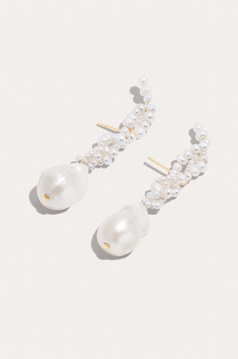 Gotcha  - Pearl and Recycled Gold Vermeil Earrings