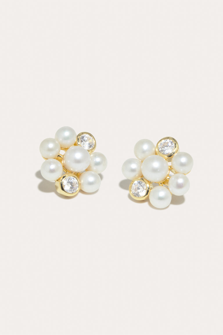 Lightdrops - Pearl and Zirconia Recycled Gold Vermeil Earrings