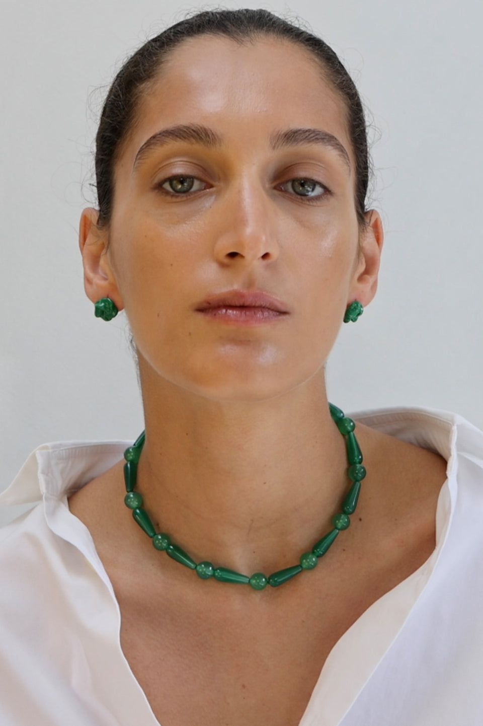 The Depths of Time - Green Chalcedony and Recycled Gold Vermeil Necklace