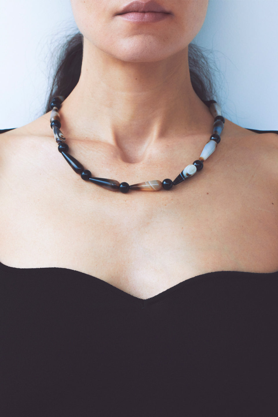The Depths of Time - Banded Agate and Recycled Silver Necklace