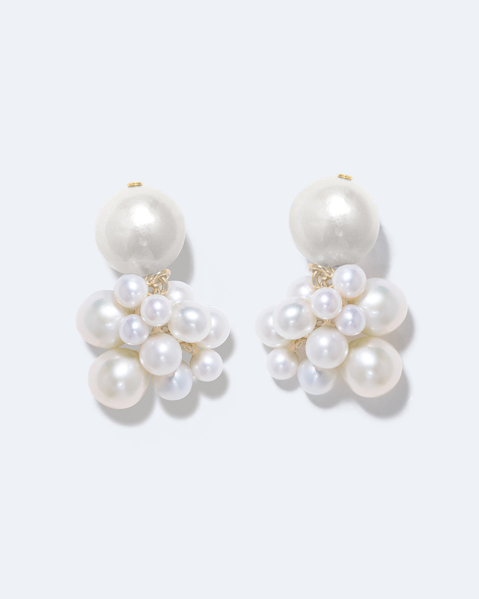 Jusqu'à ce que les étoiles pâlissent - Boucles d'oreilles en perles et vermeil d'or recyclé