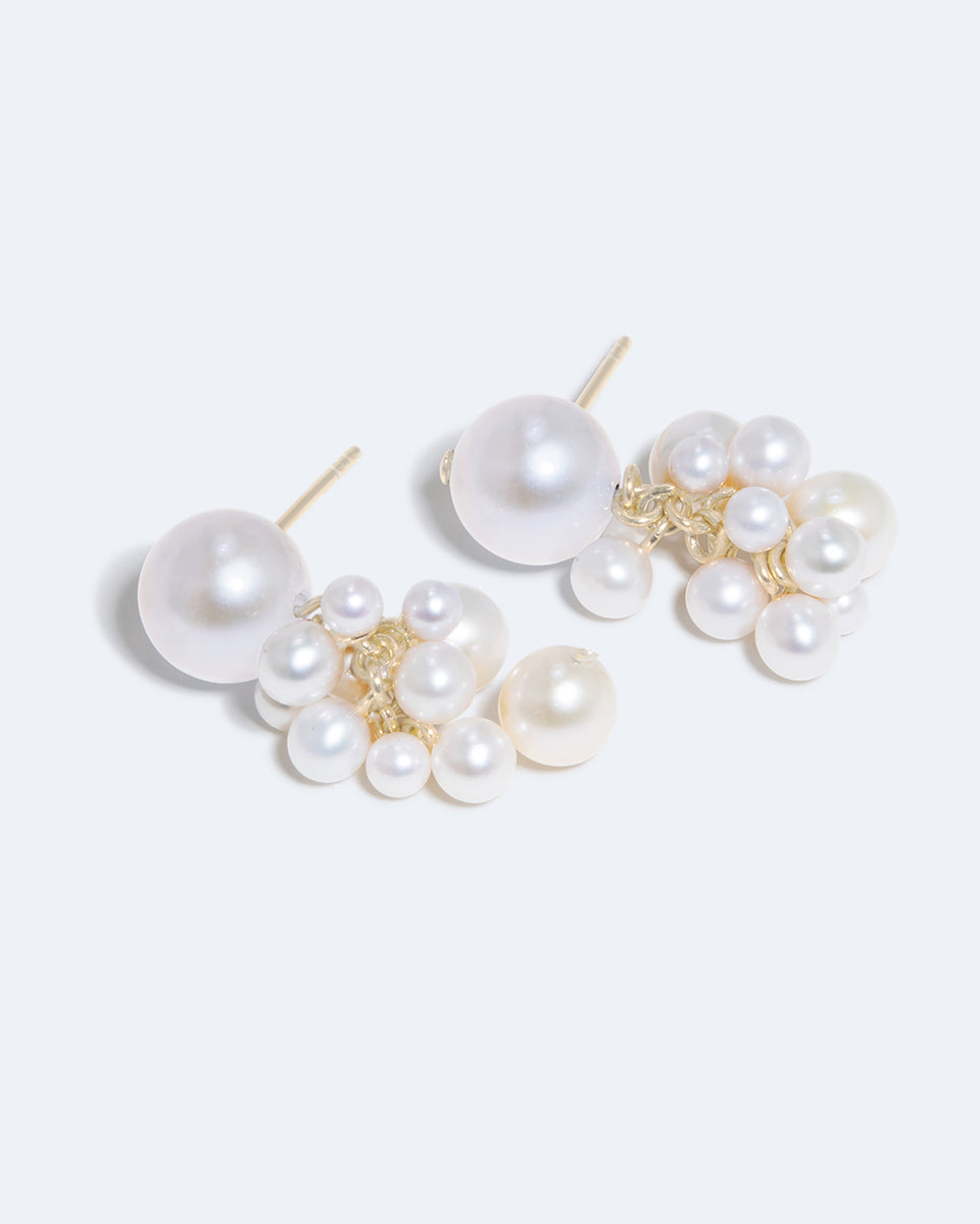 Jusqu'à ce que les étoiles pâlissent - Boucles d'oreilles en perles et vermeil d'or recyclé
