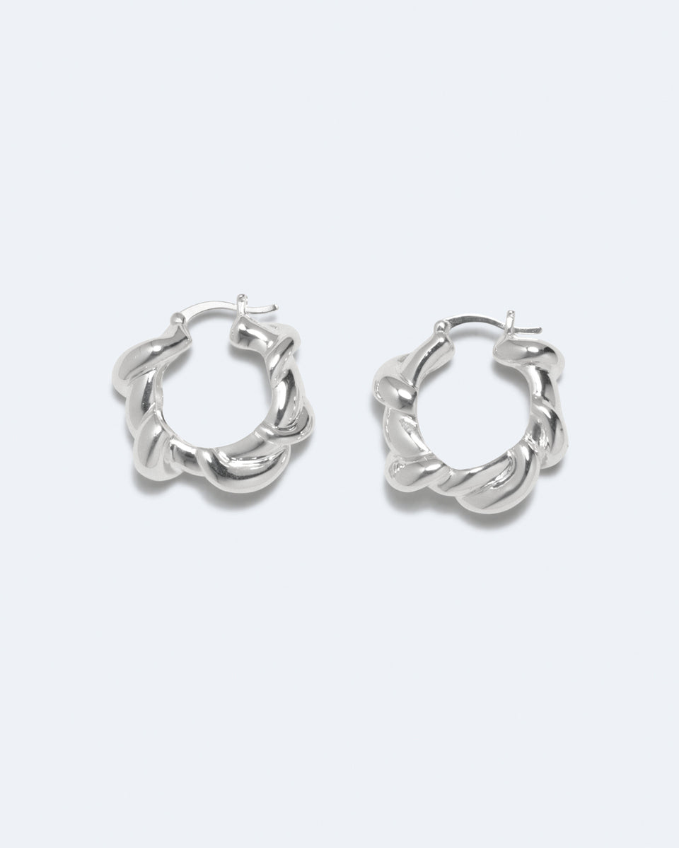 H93 - Boucles d'oreilles en résine verte et argent recyclé