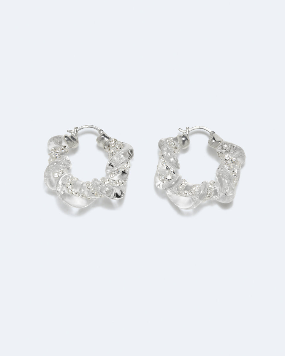 H93 - Boucles d'oreilles en résine verte et argent recyclé