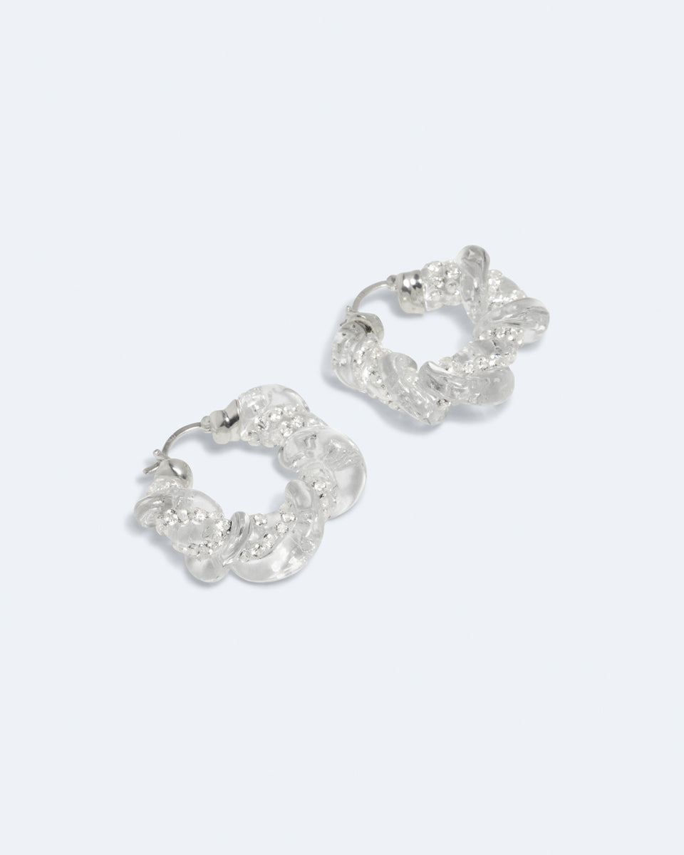 H93 - Boucles d'oreilles en résine verte et argent recyclé