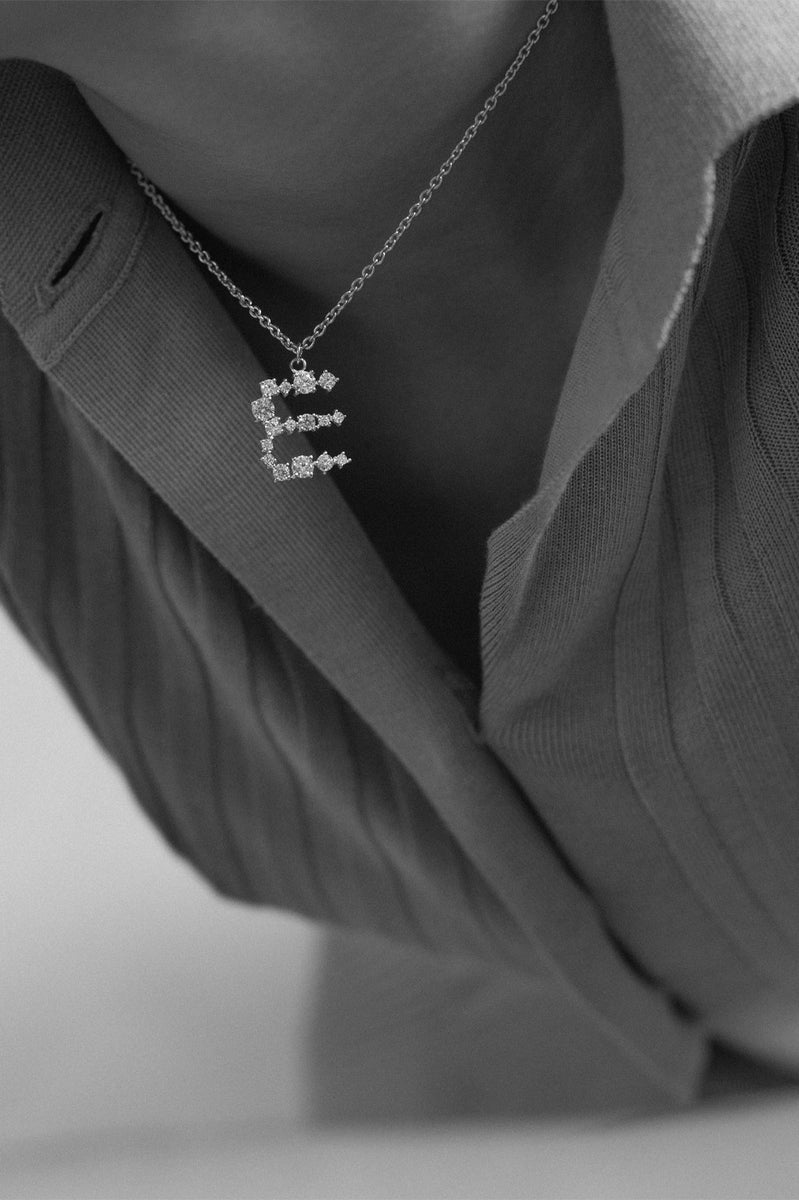 Glitchy S - Cubic Zirconia and Rhodium Plated Pendant | Completedworks