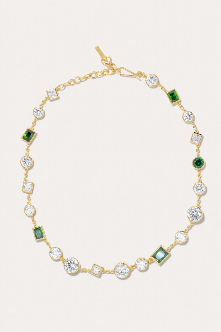 The Mysterious Connection - Emerald Zirconia and Recycled Gold Vermeil Necklace