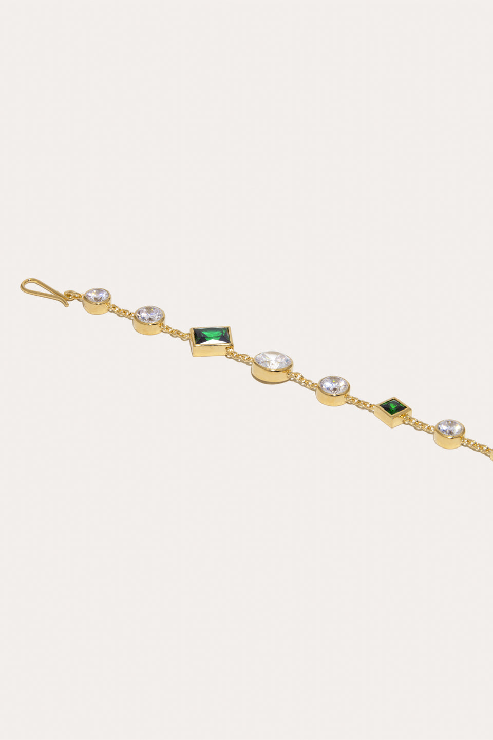 The Mysterious Connection - Emerald Zirconia and Recycled Gold Vermeil Bracelet