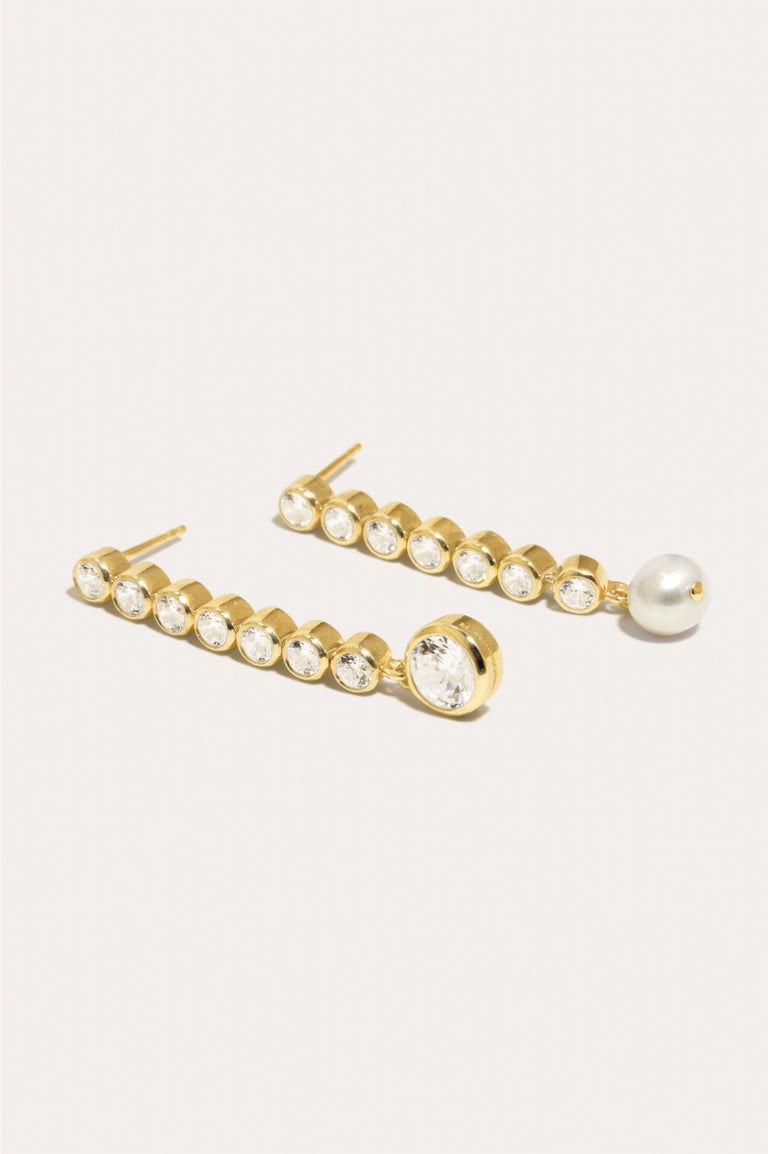Ascent - Pearl and Zirconia Recycled Gold Vermeil Earrings