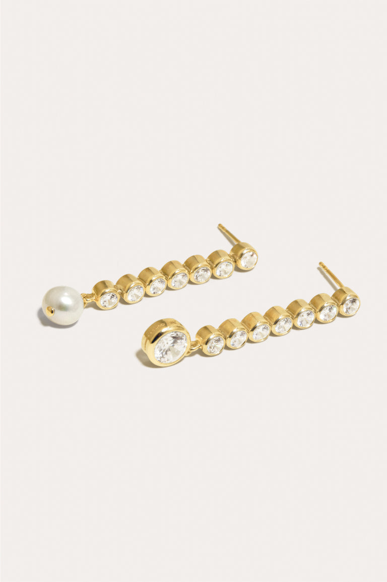 Ascent - Pearl and Zirconia Recycled Gold Vermeil Earrings