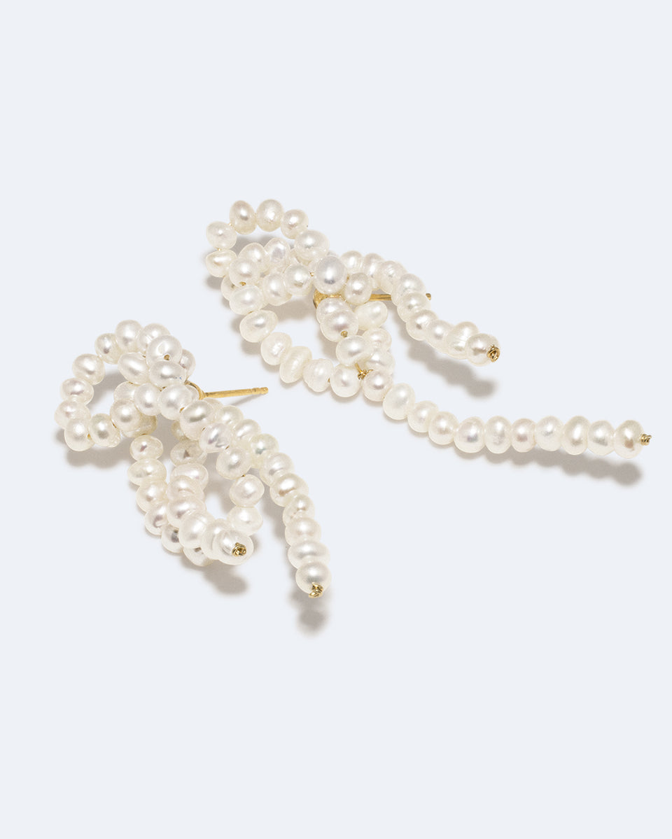 La brèche entre les nuages - Boucles d'oreilles en perles et vermeil d'or recyclé
