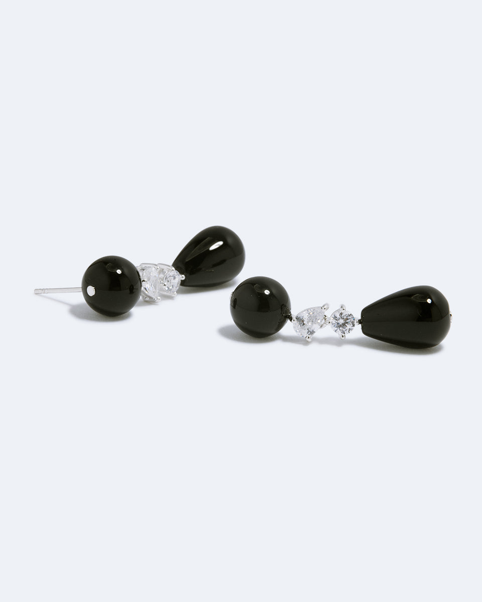 Tarn - Boucles d'oreilles en argent recyclé avec onyx noir et oxydes de zirconium