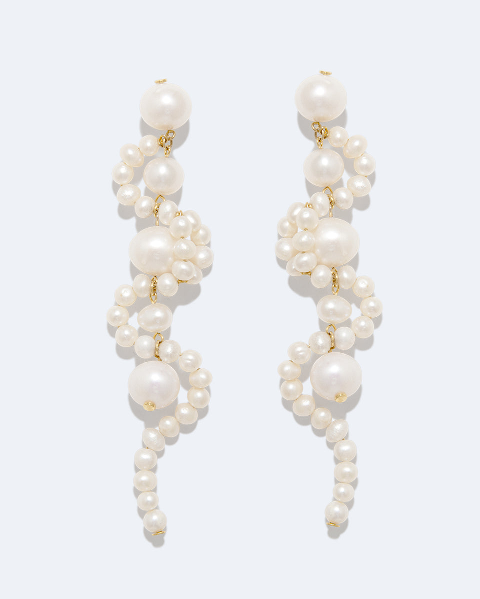 The Mist - Pearl and Recycled Gold Vermeil Earrings
