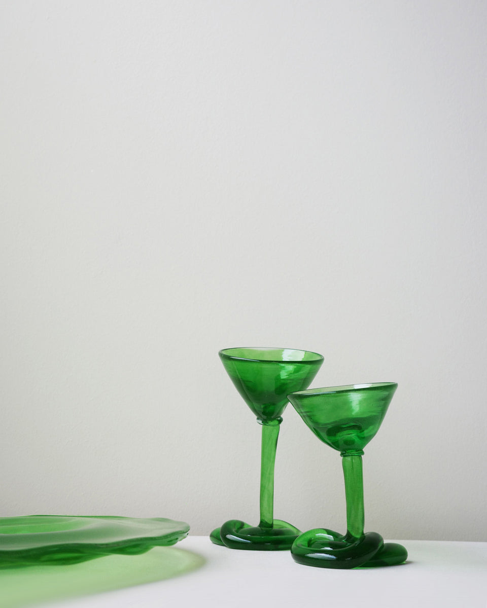 Thaw - Recycled Martini Glass in Leaf Green