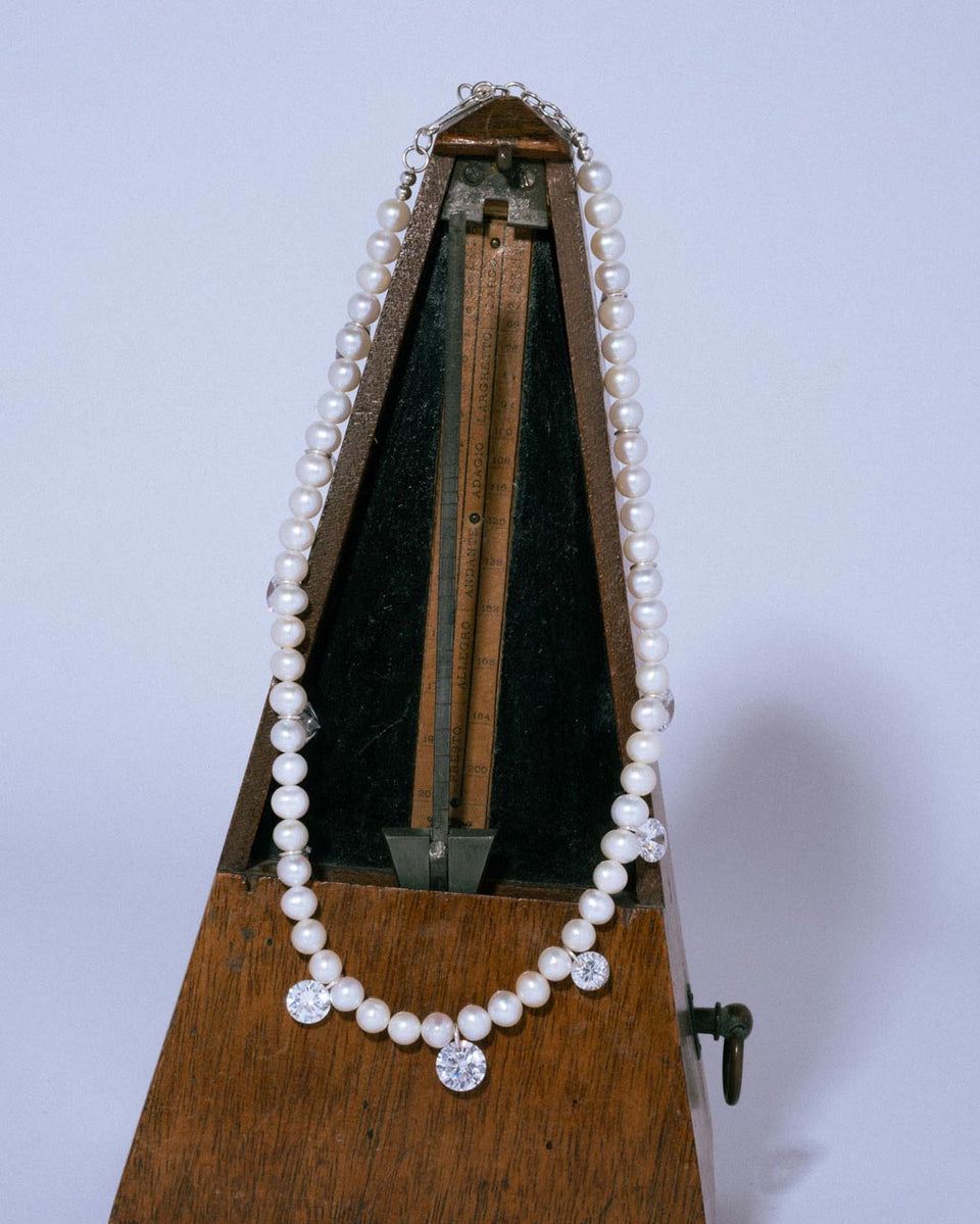 Dreaming Awake - Pearl and Zirconia Recycled Silver Necklace