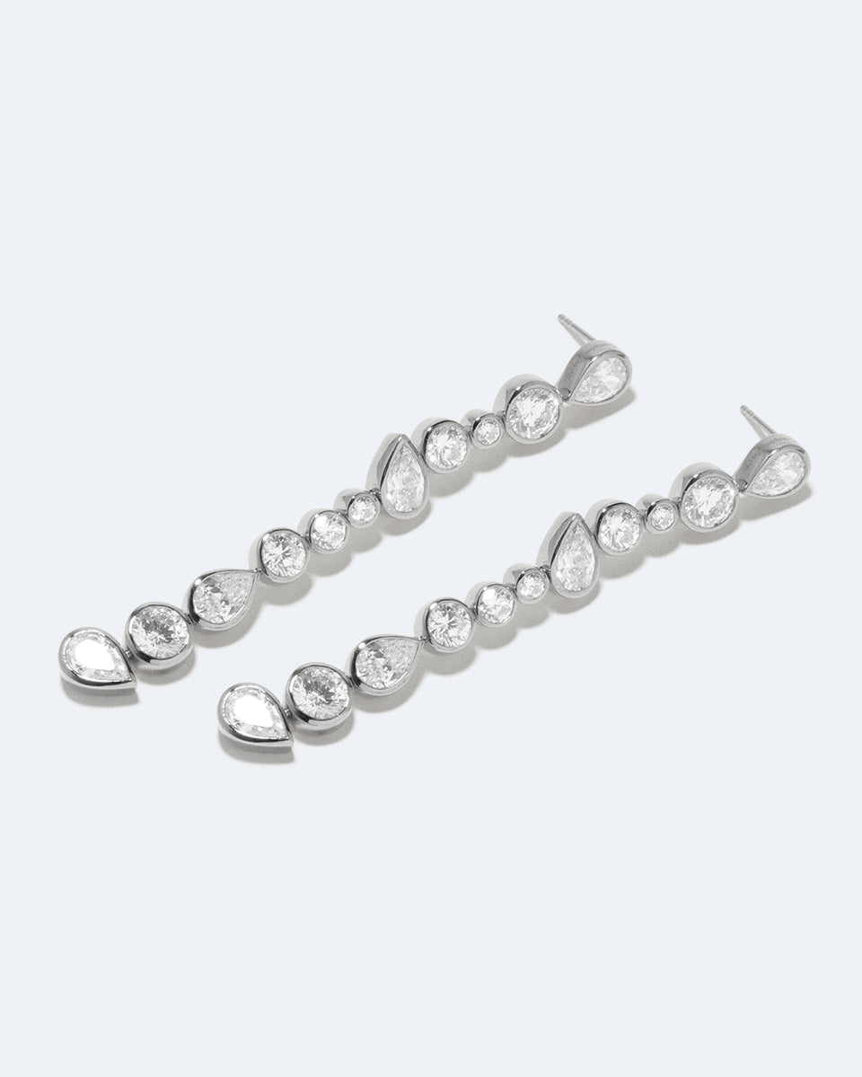 Glitch - Zirconia and Recycled Silver Earrings