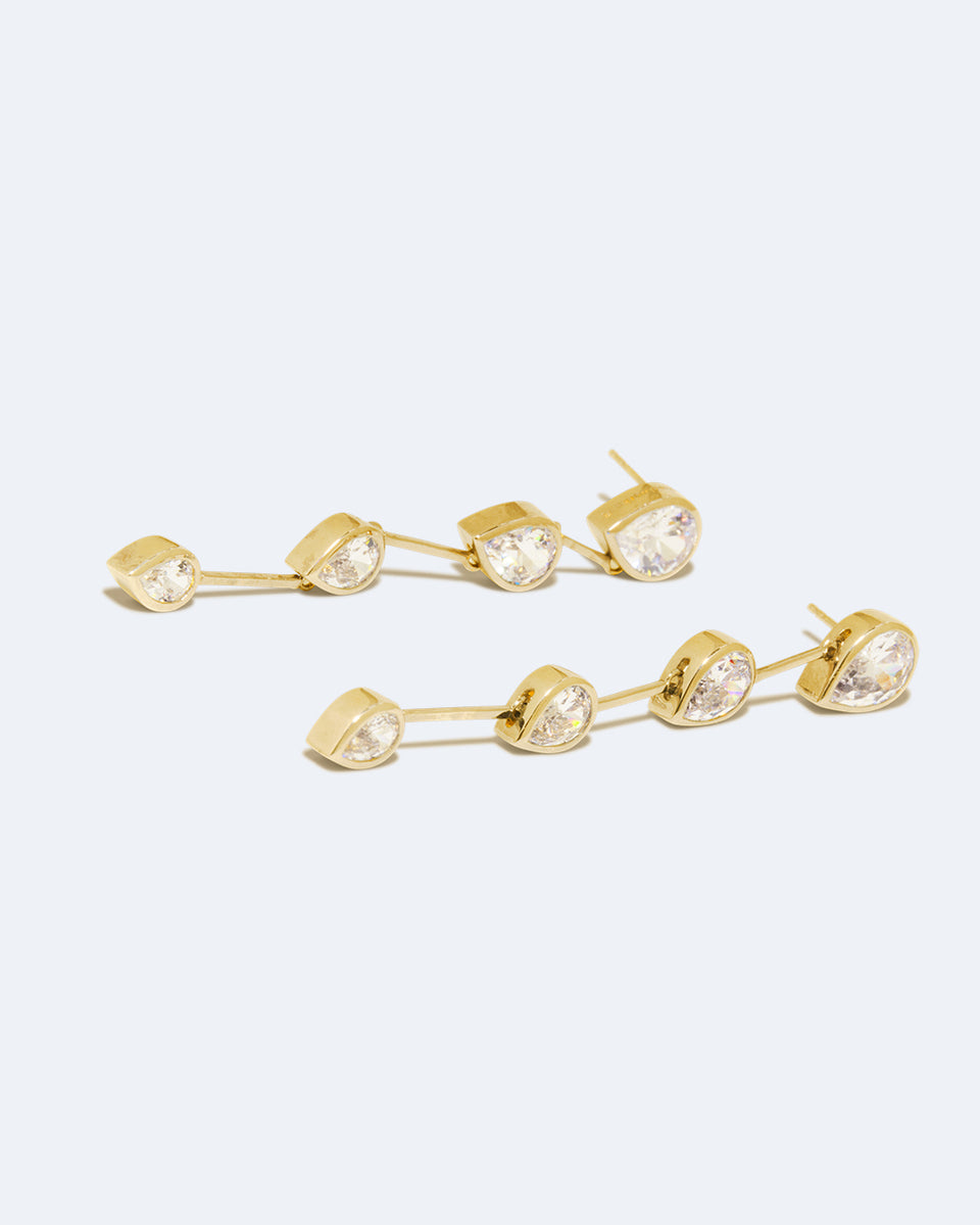 Against The Current - Zirconia and Recycled Gold Vermeil Earrings