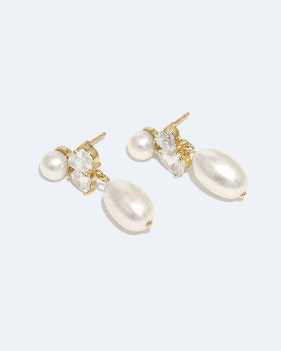 Infinity's Reversal - Pearl and Zirconia Recycled Gold Vermeil Earrings