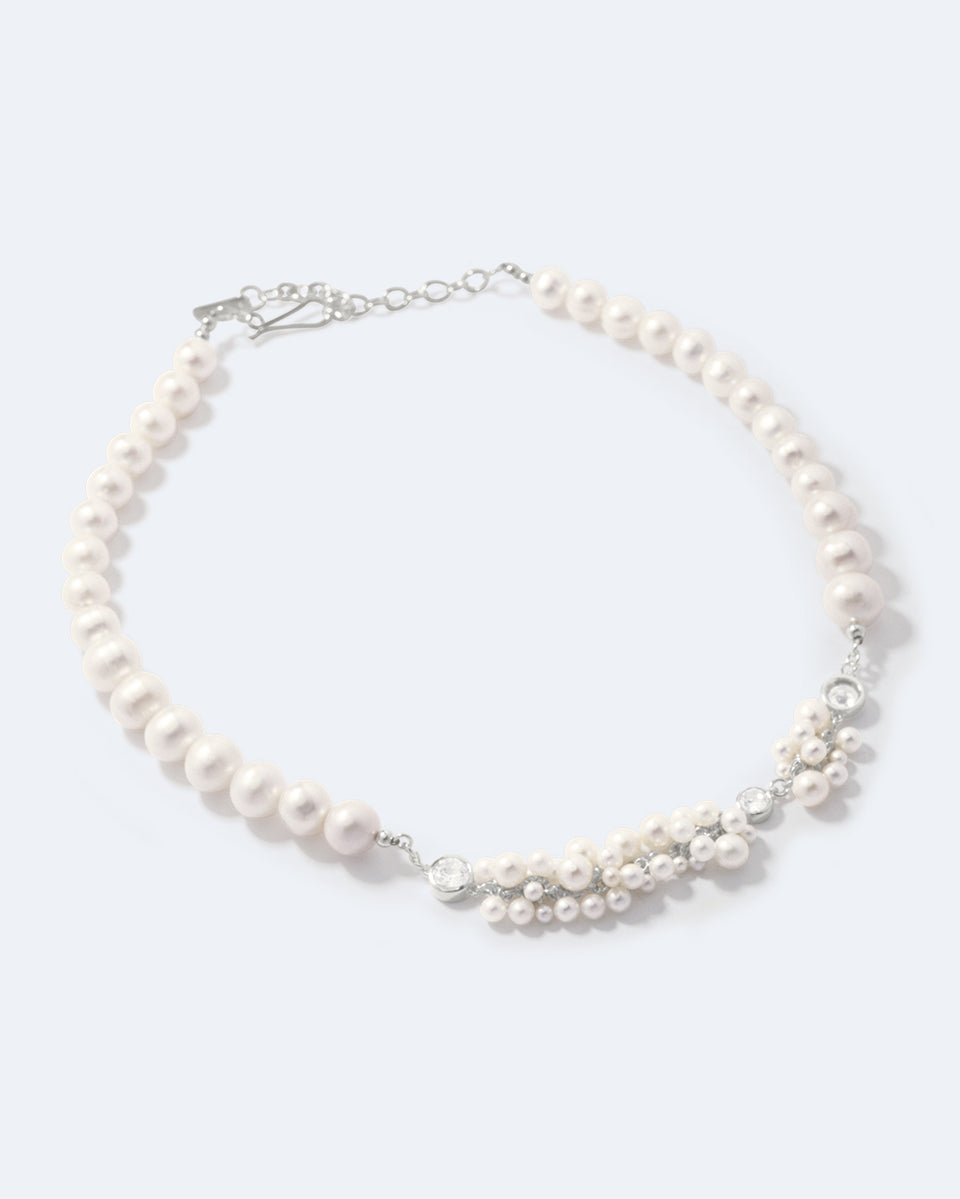 L'Alchimie du Temps - Collier en Argent Recyclé Perle et Zircone
