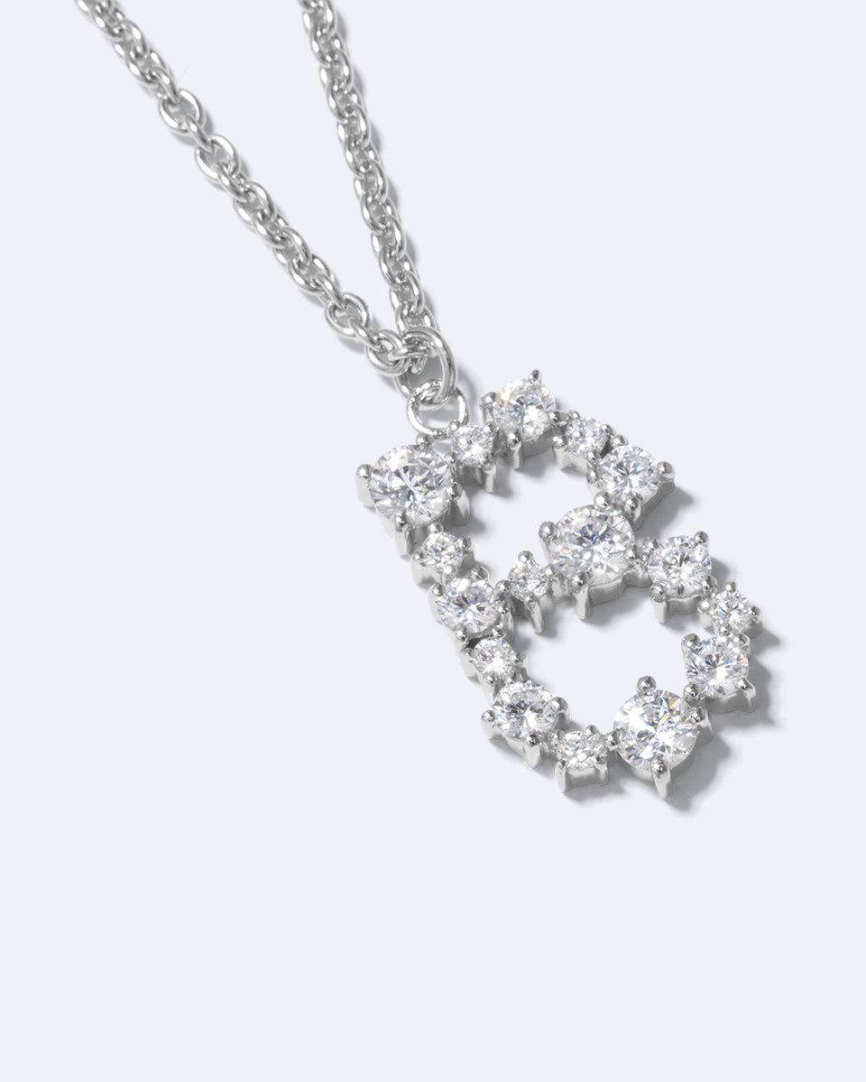 Glitchy B - Pendentif en Zircon cubique et Plaqué Rhodium