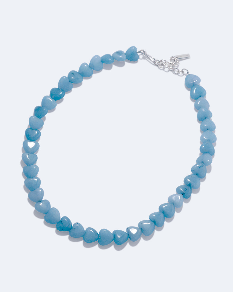The Heart's Window - Blue Heart Bead and Recycled Silver Necklace