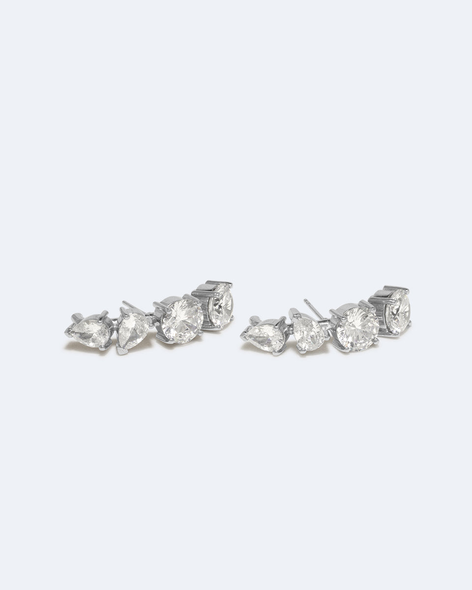 Tranquility I - Cubic Zirconia and Platinum Plated Earrings