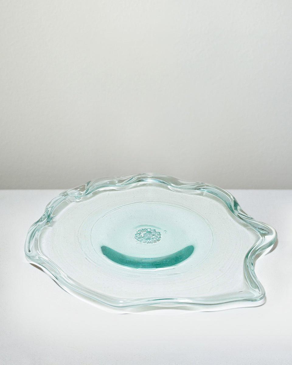Pond - Large Recycled Glass Serving Plate in Clear
