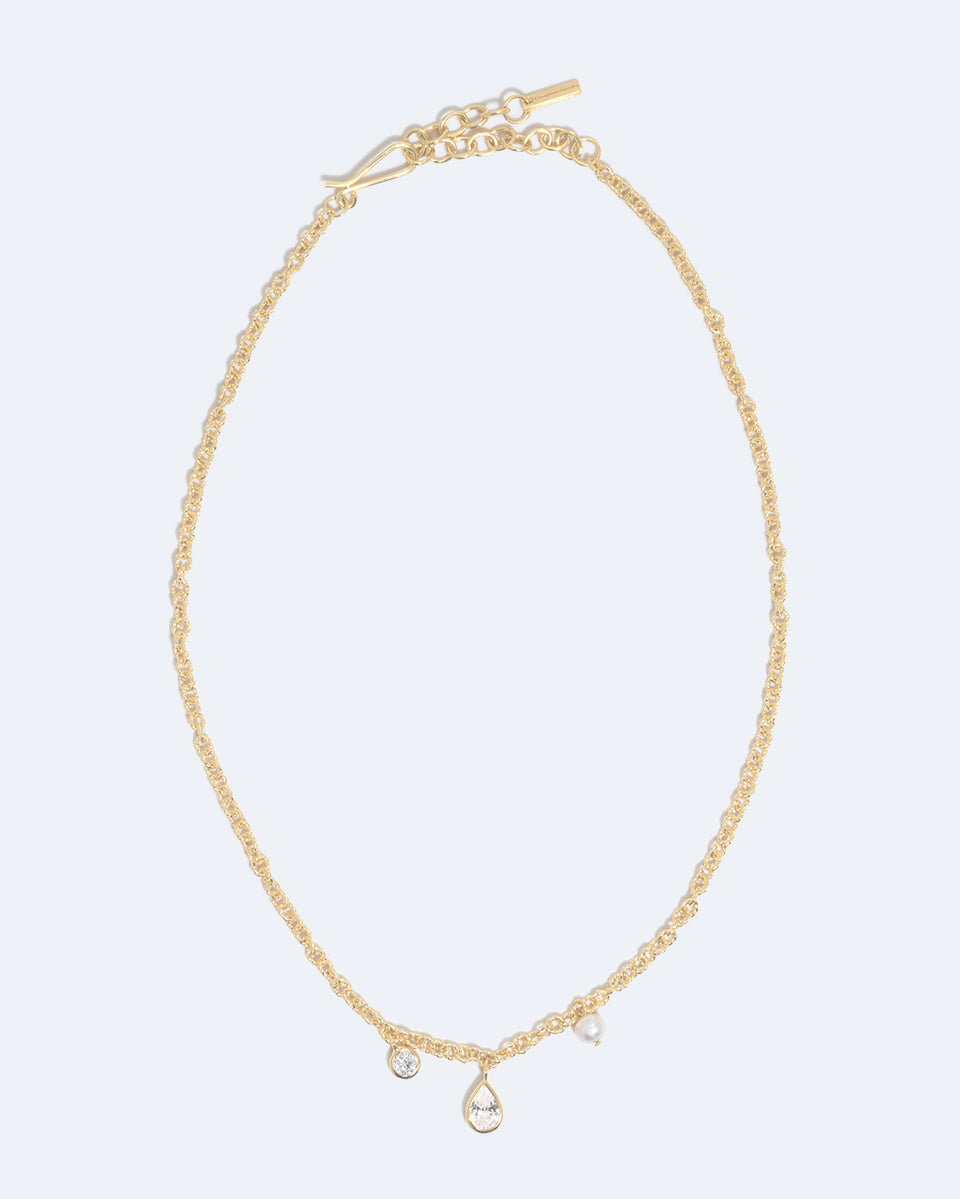 Z76 - Collier en Vermeil Or Recyclé avec Perles et Zircons