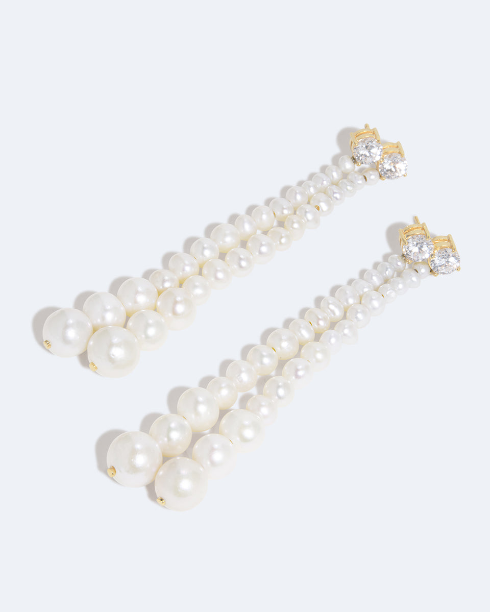Clous d'oreilles en Vermeil Or Recyclé Perle et Zircone - Plinthes Murmurantes