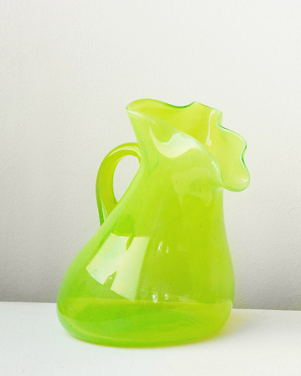 Thaw - Large Recycled Glass Jug in Acid Green