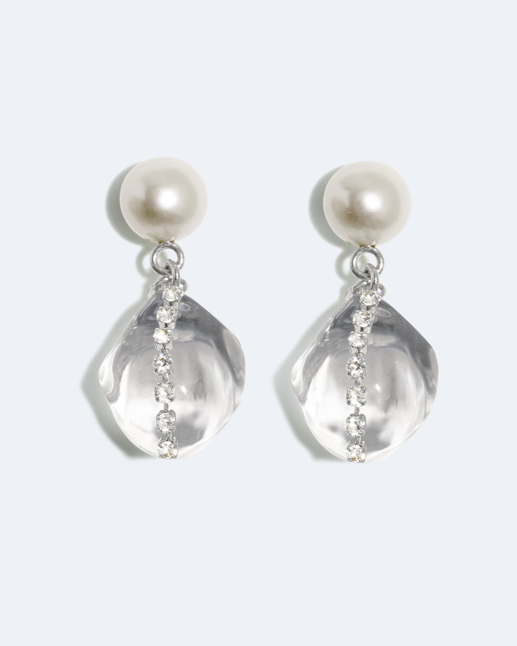 Between the Tides - Clear Resin and Rhinestone Rhodium Plated Earrings