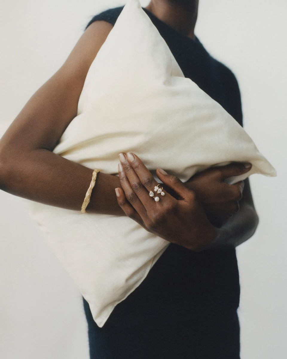 Chasing Shadows - Pearl and Zirconia Recycled Gold Vermeil Ring