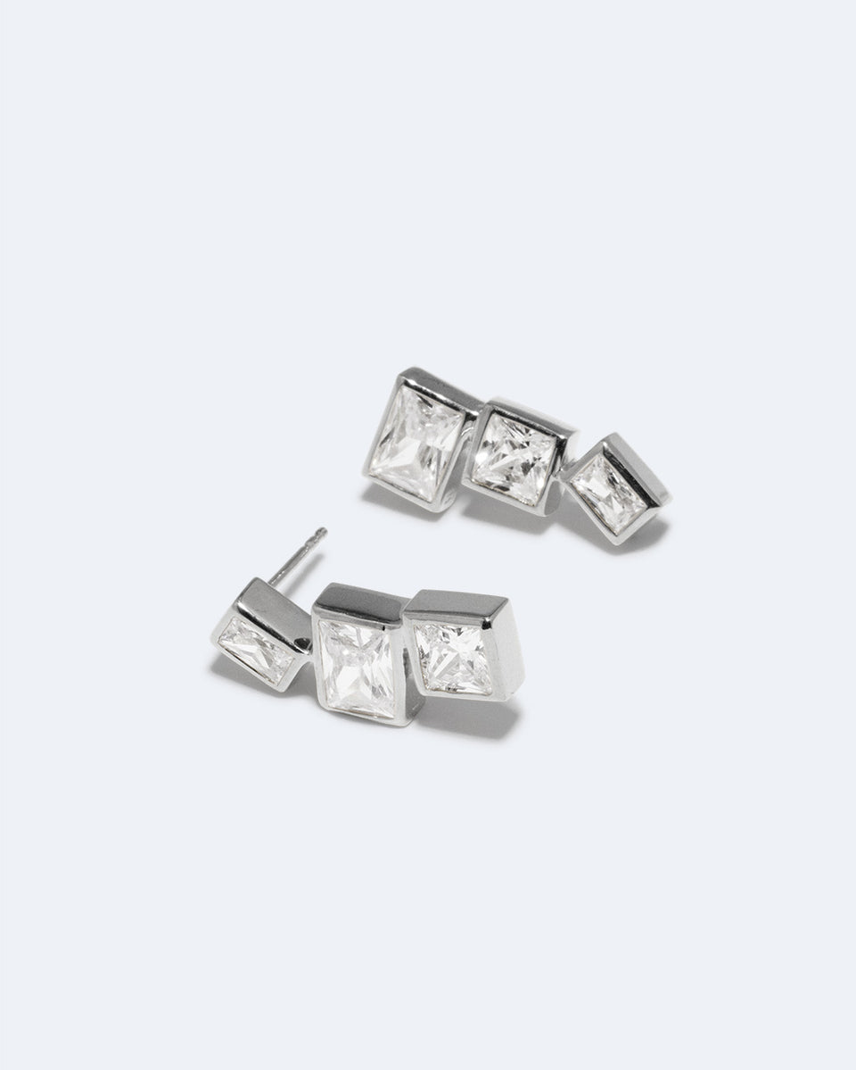 How to Get a Low Score at Tetris - Zirconia and Recycled Silver Earrings