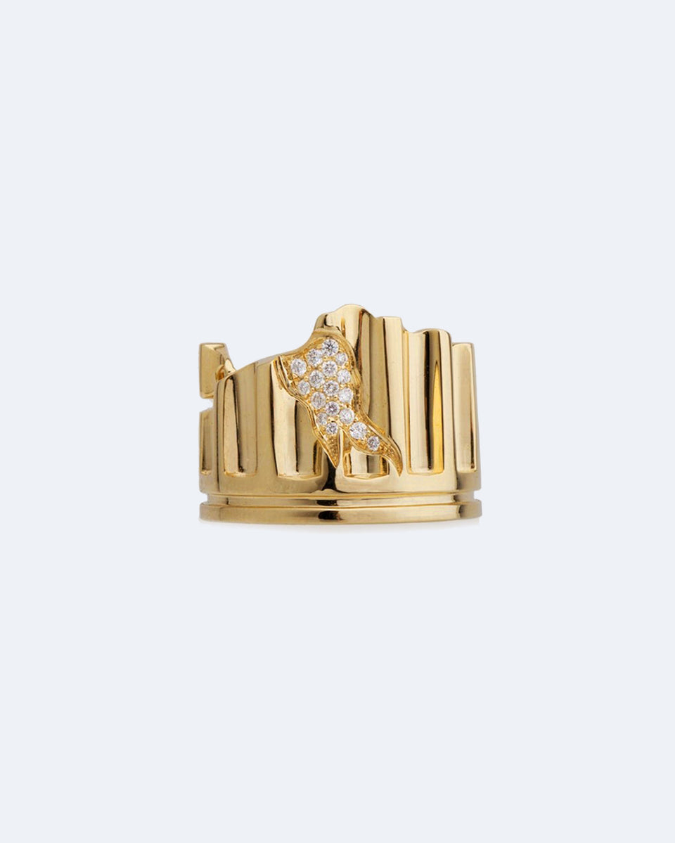 Colonne - Bague en or jaune 18 carats et diamants de 0,136 carat