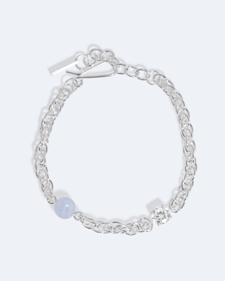 Bind - Blue Lace Agate and Zirconia Recycled Silver Bracelet