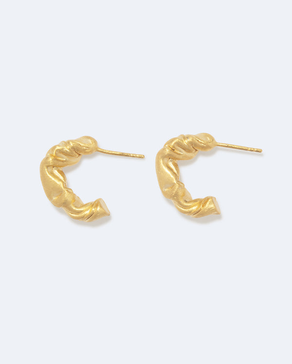 Squeezed Toothpaste Tube - 14 Carat Yellow Gold Earrings