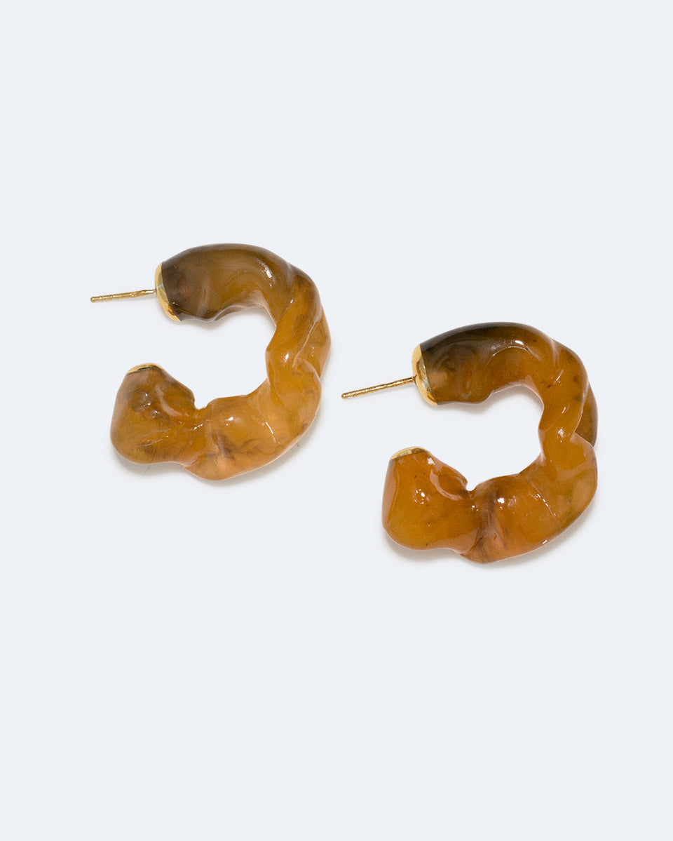 Ruffle - Tortoise Shell Bio Resin and Recycled Gold Vermeil Earrings