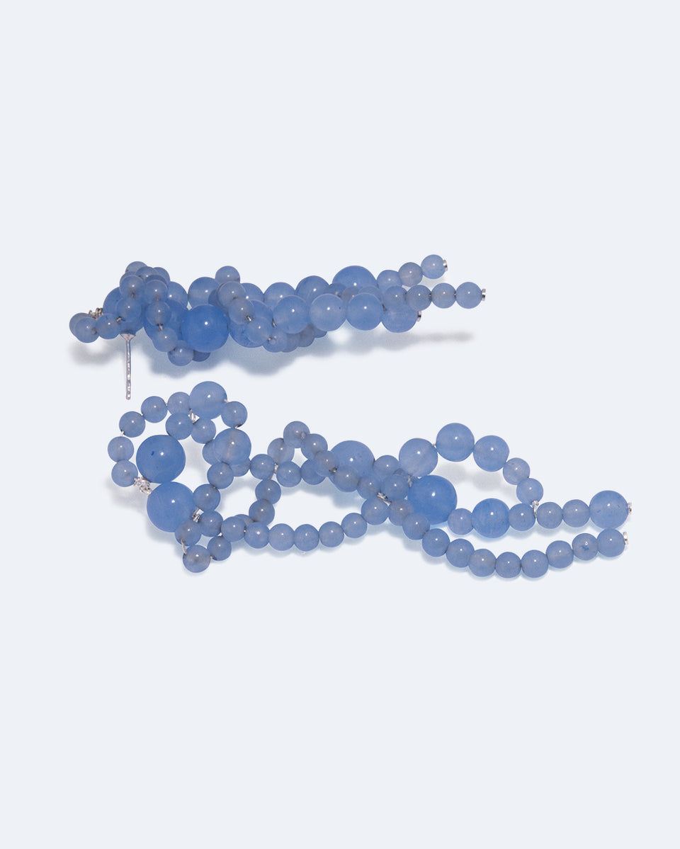 H86 - Boucles d'oreilles en agate bleue en dentelle et argent recyclé