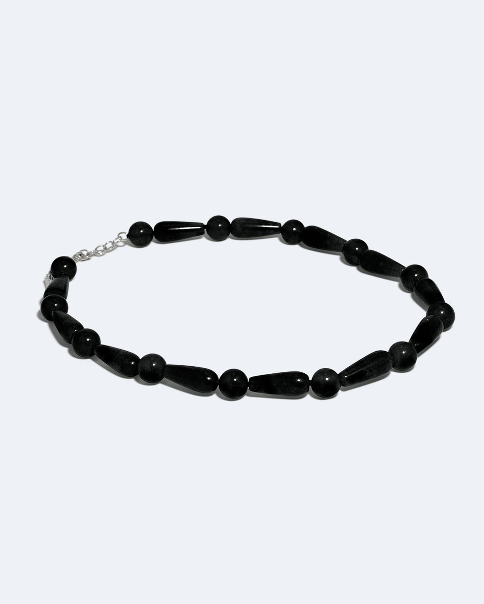 Les Profondeurs du Temps - Collier en onyx noir et argent recyclé
