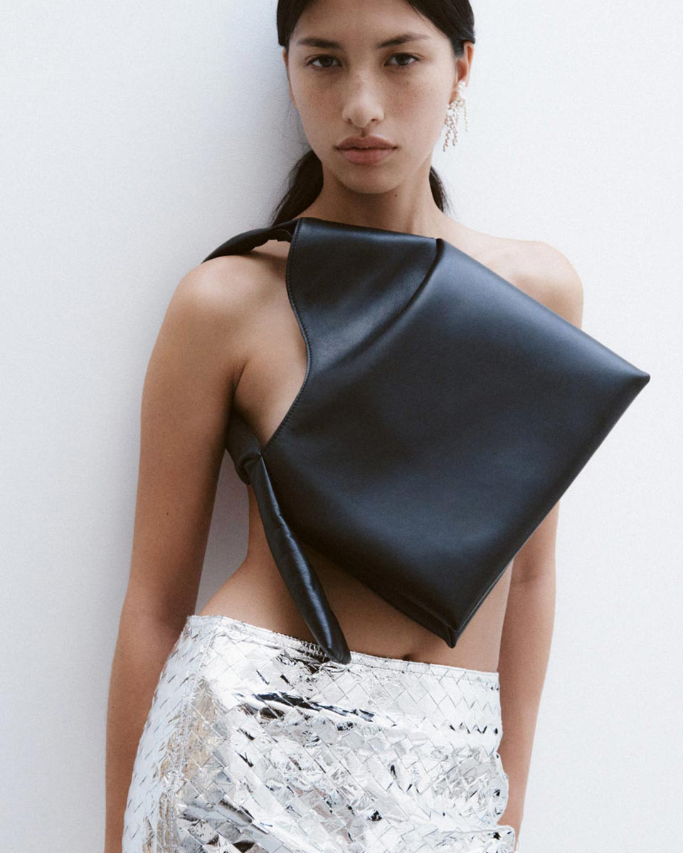 The Tuck - Black Deadstock Leather Shoulder Bag
