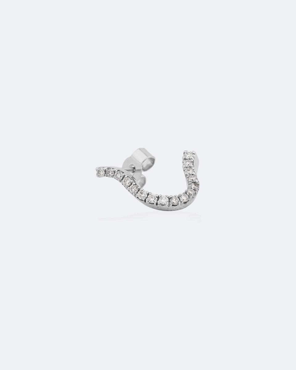 L'écrasement de l'eau - Boucle d'oreille solitaire en or blanc 18 carats et diamants
