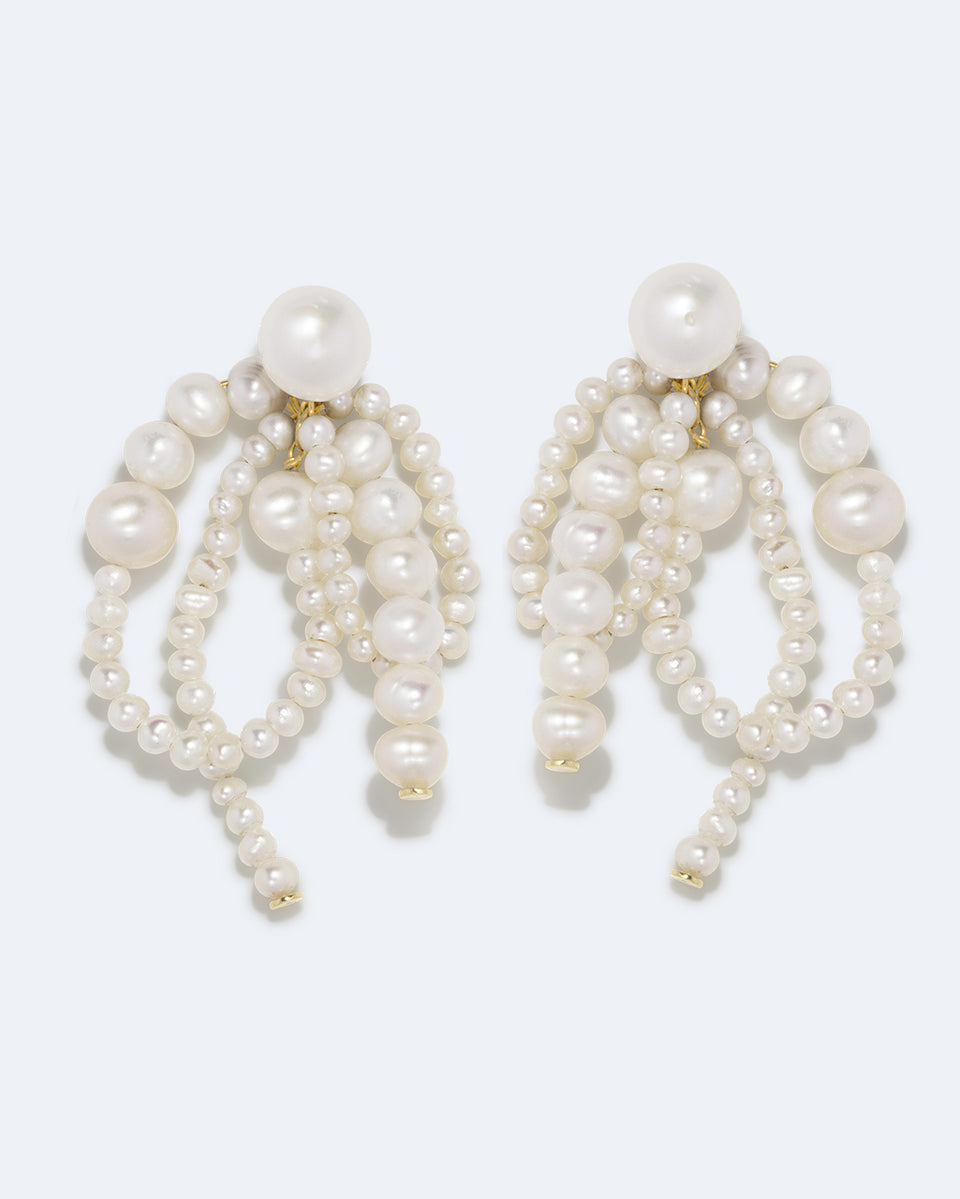 P223 - Boucles d'oreilles perle et vermeil en or recyclé