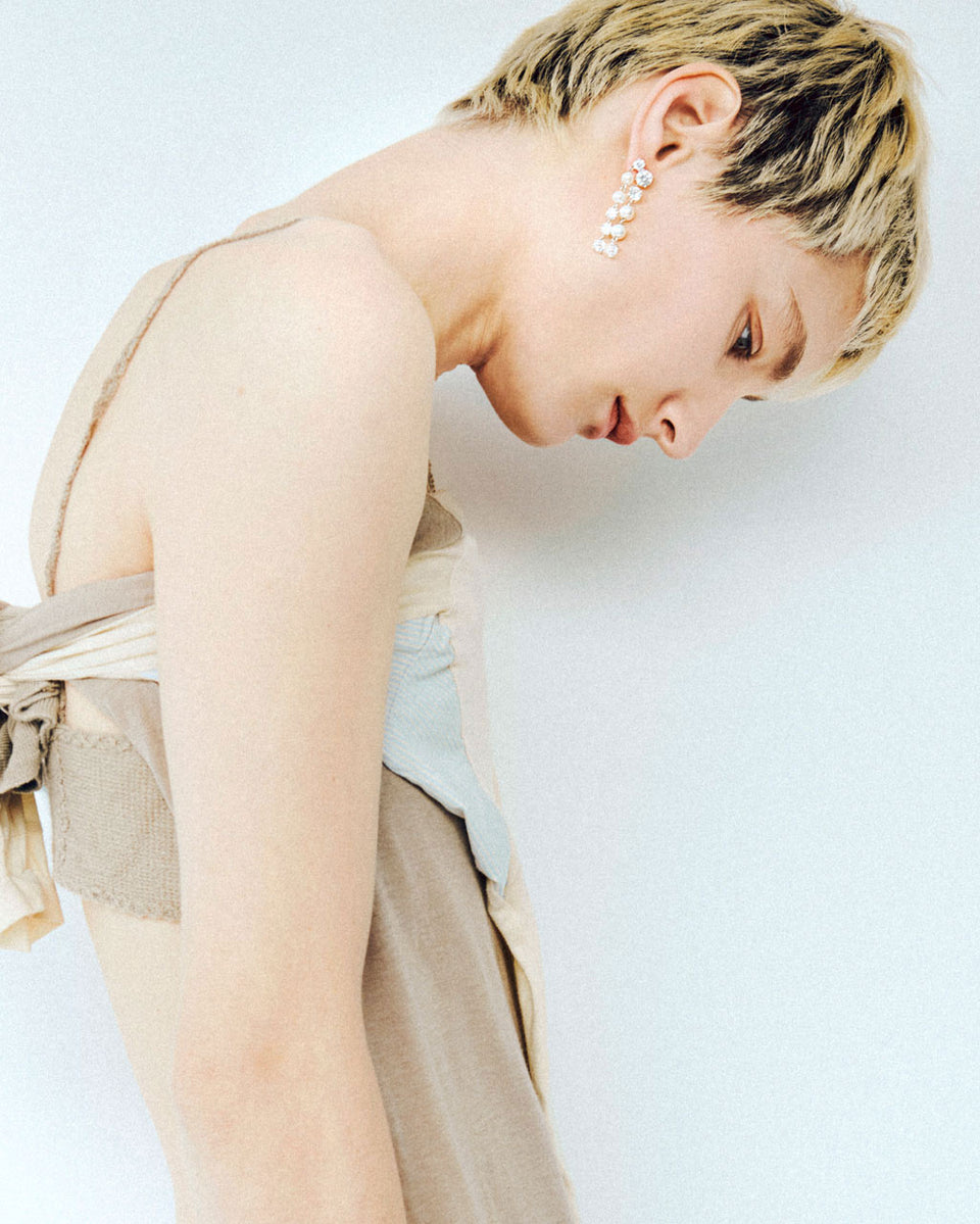 In Search of Lost Time - Pearl and Zirconia Silver Earrings