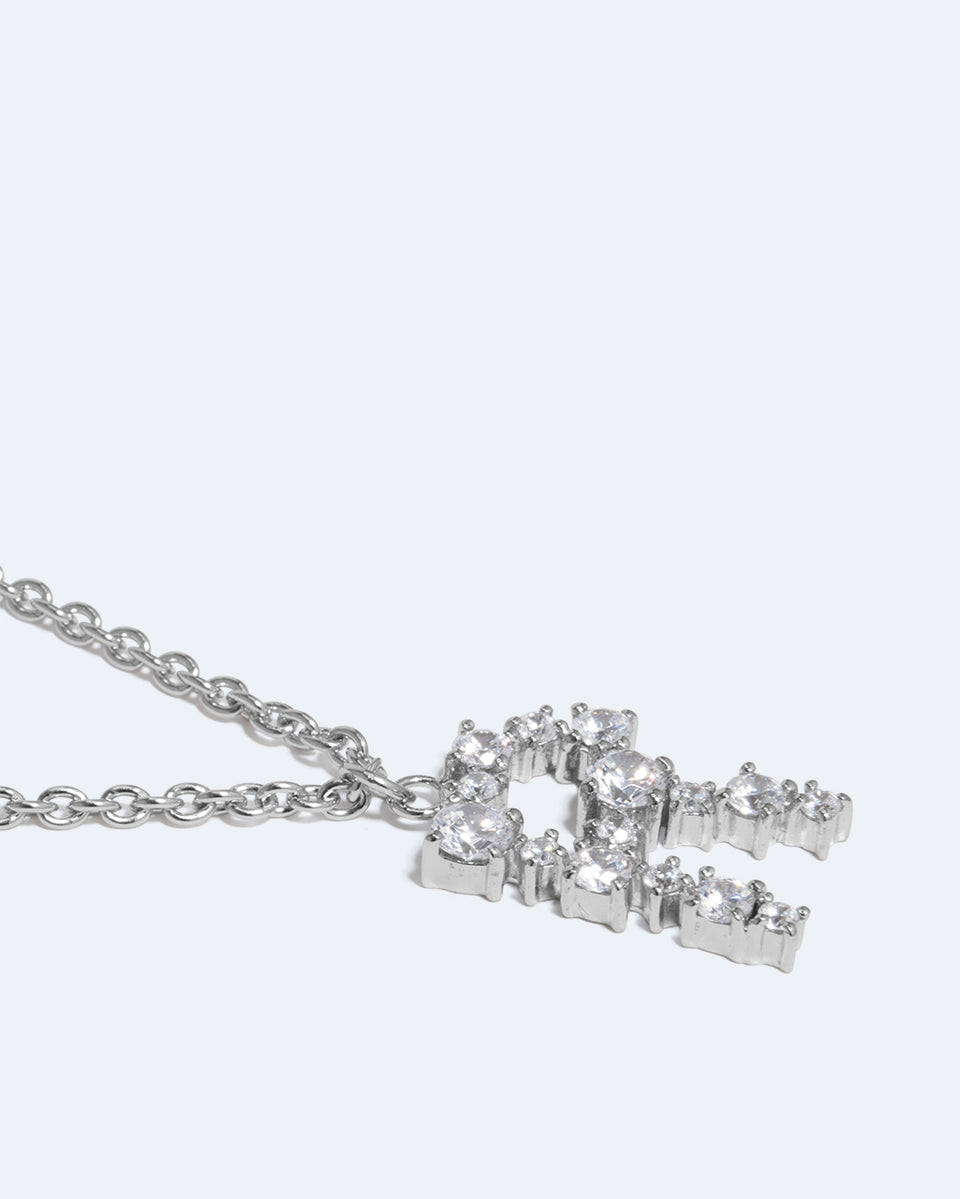 Pendentif Glitchy R – Zirconium Cubique et Plaqué Rhodium