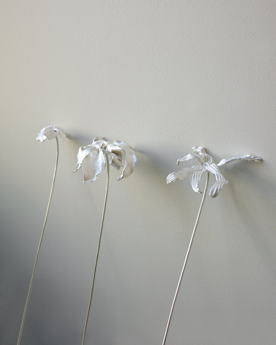 L65 - Set of 3 Flower Ornament in Silver